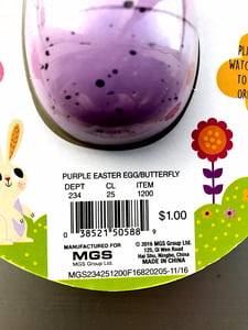 The model number of the Hatch & Grow Easter Egg is located on the back